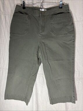 Christopher & Banks Olive Green Cropped Pull-On Jeans